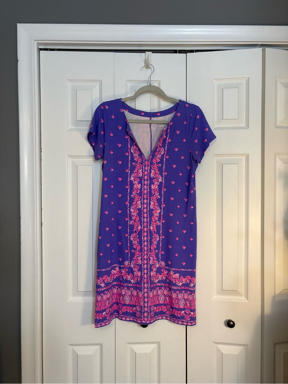 Lilly Pulitzer Purple Dress with Pink Border Print